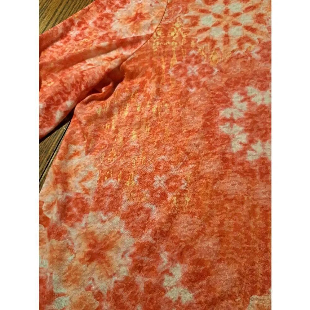 Ruby Rd Women’s XL Semi-Sheer Shirt 3/4 Bow Sleeve Studded Neck Pullover Top - Picture 2 of 6